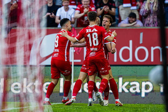 Felix Horn Myhre of Brann celebrates