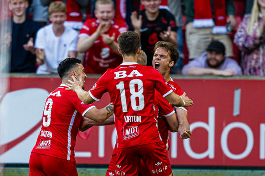 Felix Horn Myhre of Brann celebrates