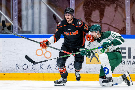 Malmö Redhawkss Kim Rosdal och Färjestads August Tornberg