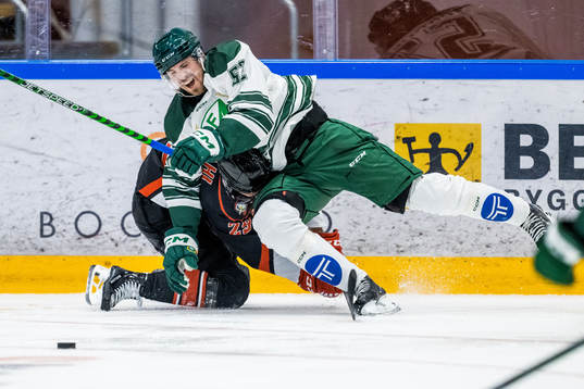 Malmö Redhawkss Kim Rosdal och Färjestads August Tornberg