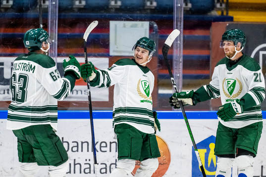 Färjestads Carl Dahlström, Lucas Forsell och Marcus