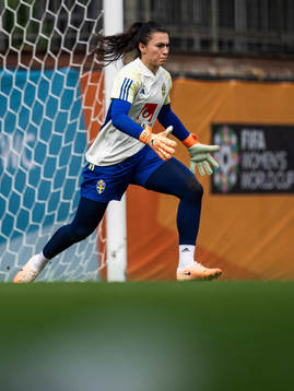 Goalkeeper Zecira Musovic of the Swedish women's national