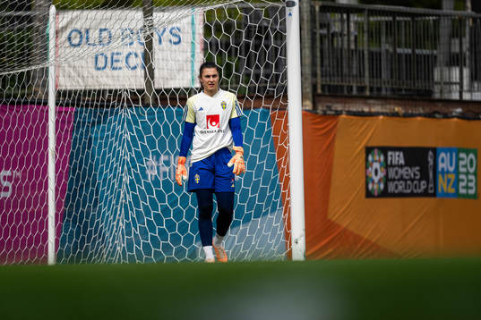 Goalkeeper Zecira Musovic of the Swedish women's national