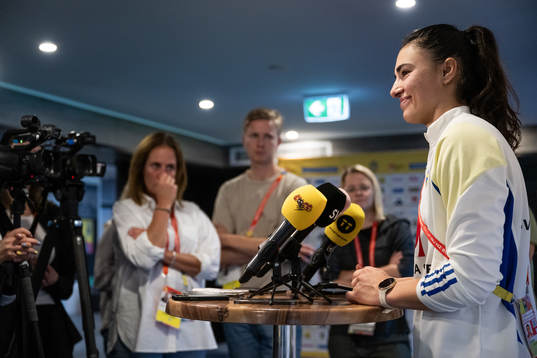 Goalkeeper Zecira Musovic of the Swedish women's national