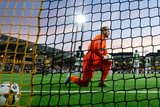 Goalkeeper Edvinas Gertmonas of Zalgiris Vilnius looks