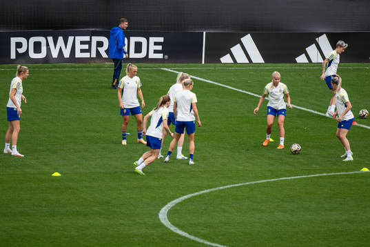 Head coach Peter Gerhardsson and players of the Swedish