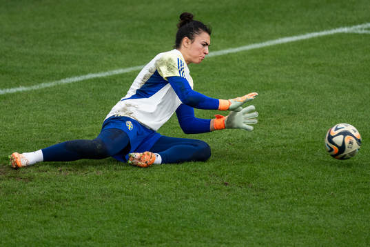 Goalkeeper Zecira Musovic of the Swedish women's national