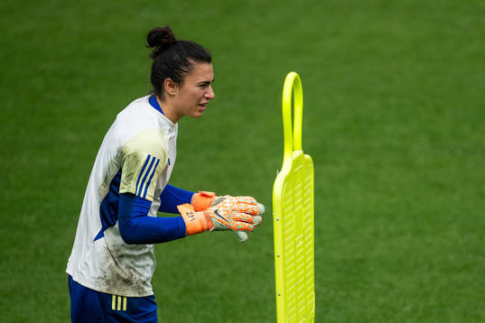 Goalkeeper Zecira Musovic of the Swedish women's national