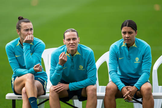 Emily van Egmond and Sam Kerr of the Australian women's