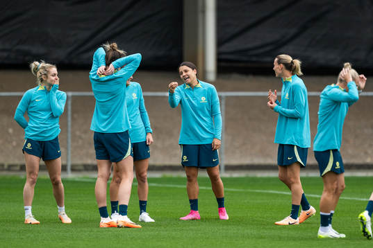Sam Kerr with team mates of the Australian women's national