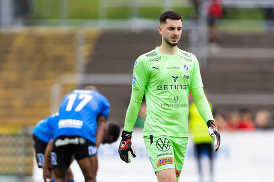 Halmstads målvakt Marko Johansson deppar