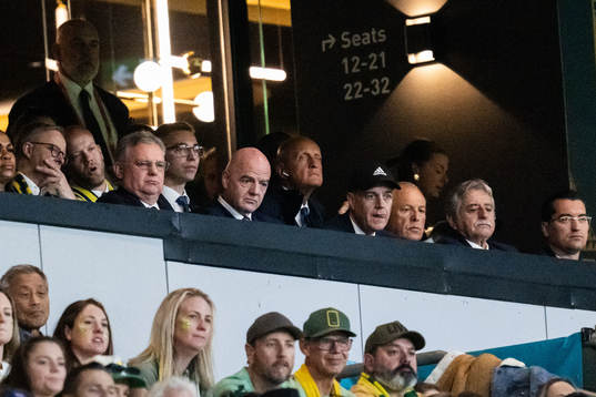 FIFA president Gianni Infantino and Fredrik Reinfeldt,