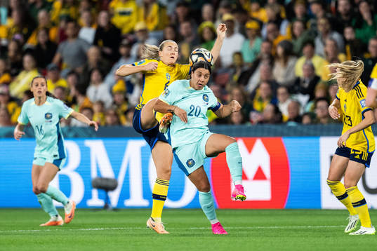 Magdalena Eriksson of Sweden and Sam Kerr of Australia