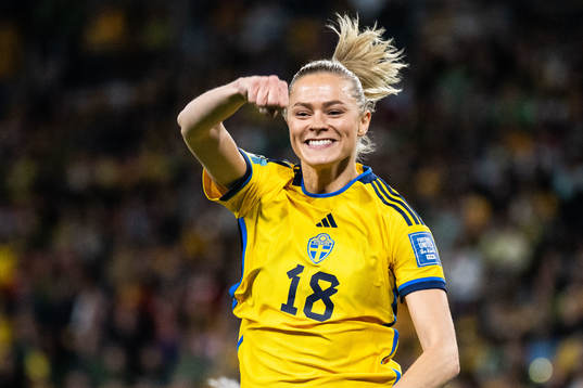 Fridolina Rolfö of Sweden celebrates