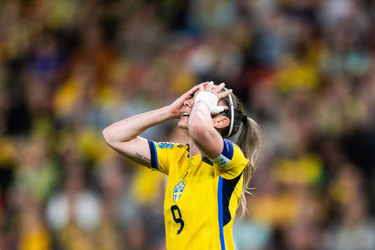 Kosovare Asllani of Sweden looks dejected