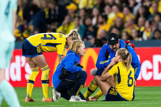 Magdalena Eriksson of Sweden in pain