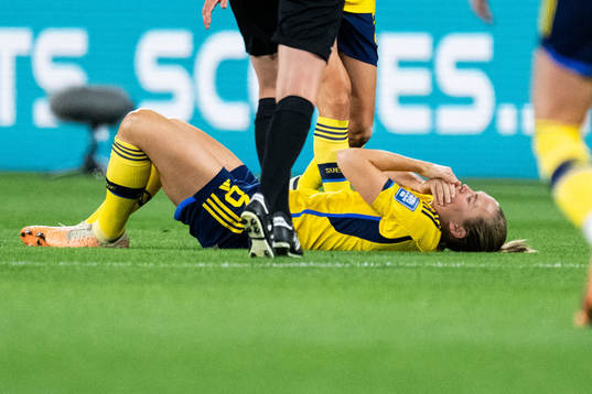 Magdalena Eriksson of Sweden in pain