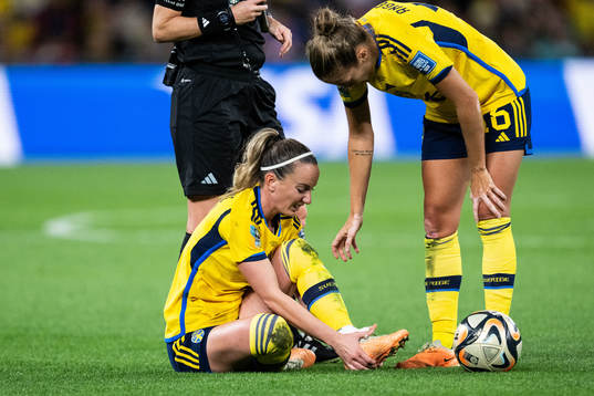 Kosovare Asllani of Sweden in pain