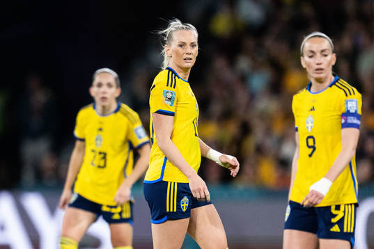 Elin Rubensson, Stina Blackstenius and Kosovare Asllani of