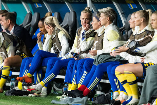 Caroline Seger, Olivia Schough and Lina Hurtig of Sweden