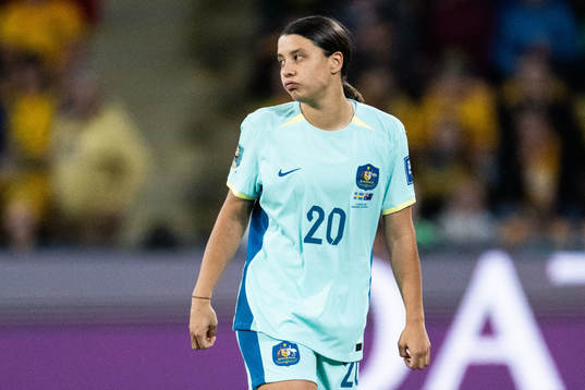 Sam Kerr of Australia looks dejected