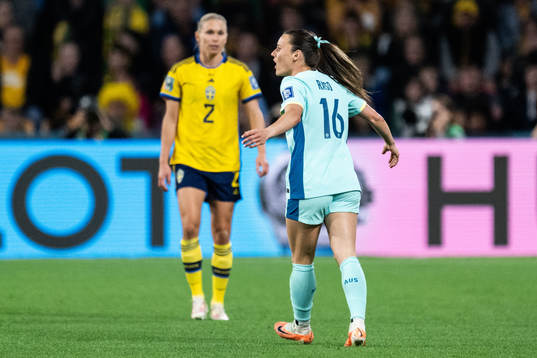 Hayley Raso of Australia reacts