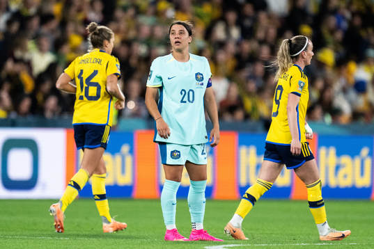 Sam Kerr of Australia looks dejected