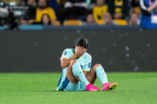 Sam Kerr of Australia in pain