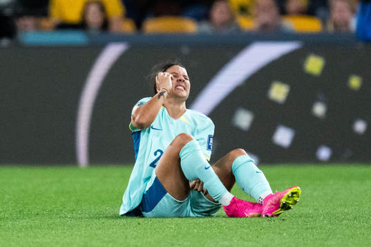Sam Kerr of Australia in pain