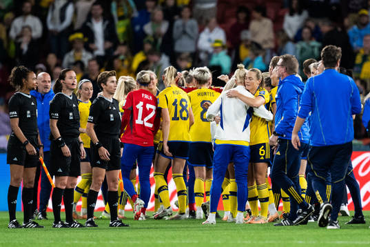 Players of Sweden celebrate