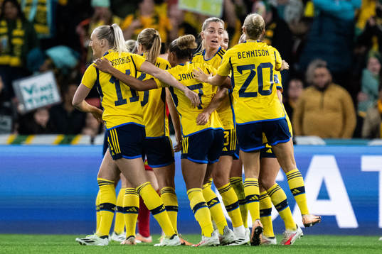 Players of Sweden celebrate