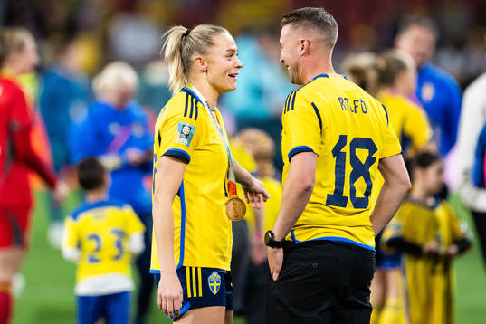 Fridolina Rolfö of Sweden celebrates with her boyfriend