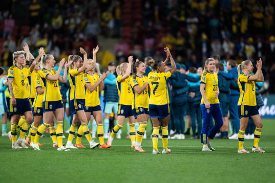 Players of Sweden celebrate with their bronze medals