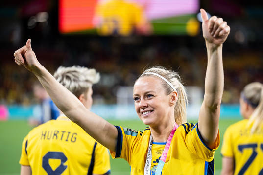 Amanda Ilestedt of Sweden celebrates