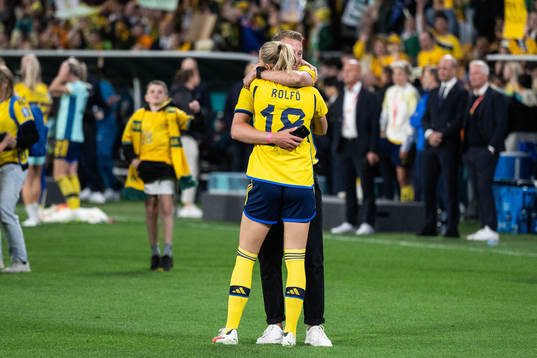 Fridolina Rolfö of Sweden celebrates with her boyfriend