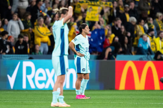 Sam Kerr of Australia looks dejected