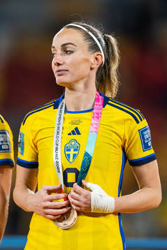 Kosovare Asllani of Sweden with her medal at the award