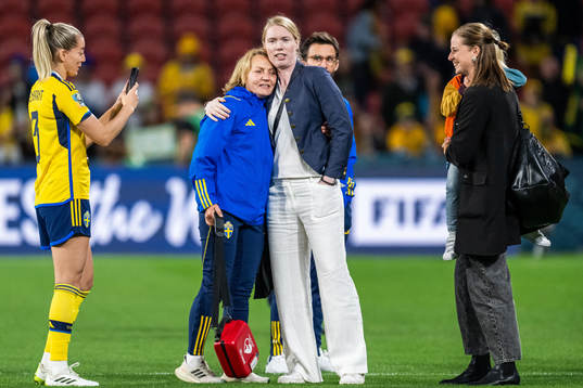 Linda Sembrant of Sweden takes a picture of Physio Annica