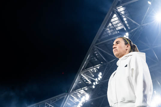 Mariona Caldentey of Spain enter the pitch