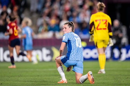 Ella Toone of England looks dejected