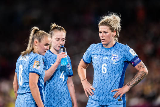 Georgia Stanway, Keira Walsh and Millie Bright of England