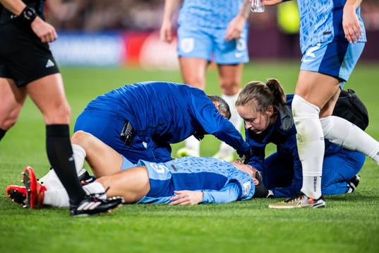 Alex Greenwood of England in pain