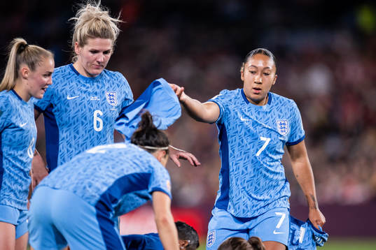 Georgia Stanway, Millie Bright and Lauren James of England