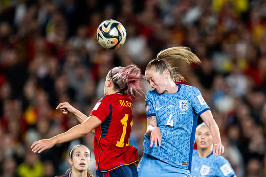Alexia Putellas of Spain and Keira Walsh of England