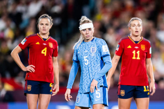 Irene Paredes and Alexia Putellas of Spain and Alex