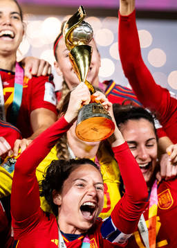 Ivana Andres of Spain celebrates with the trophy