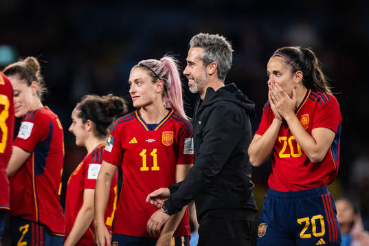 Alexia Putellas, Head coach Jorge Vilda and Rocia Galvez of