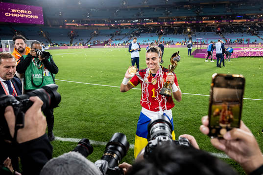 Goalkeeper Misa Rodriguez of Spain celebrates with the