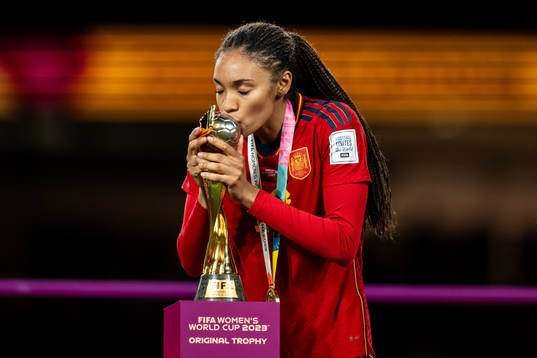 Salma Paralluelo of Spain celebrates with the trophy