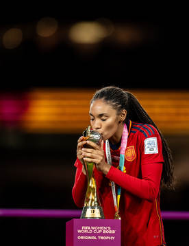 Salma Paralluelo of Spain celebrates with the trophy